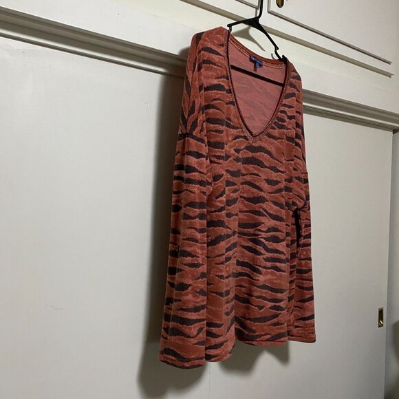 Democracy, rust & brown, animal print tunic w/long sleeves, size XL - Picture 3 of 10